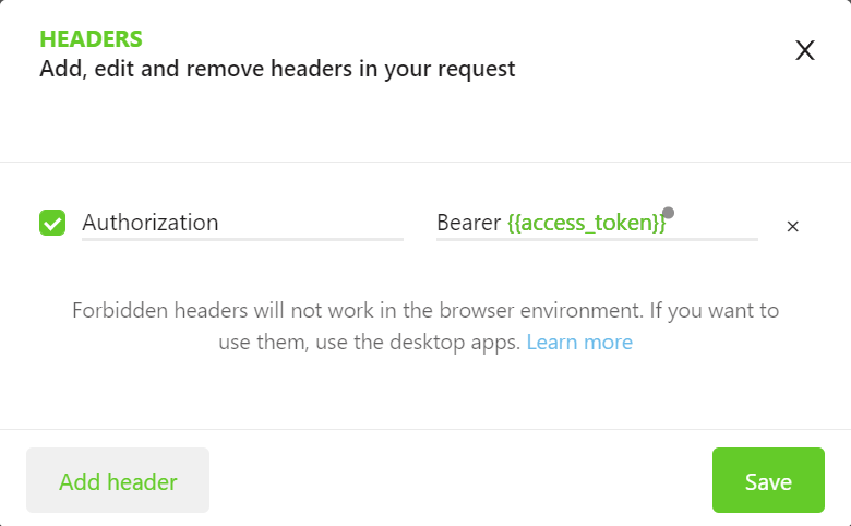 Altair Access Token Header