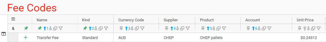 Fee Code - Standard Transfer