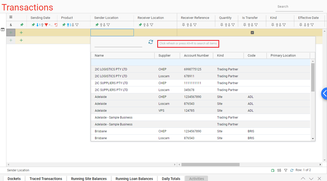 Transaction List